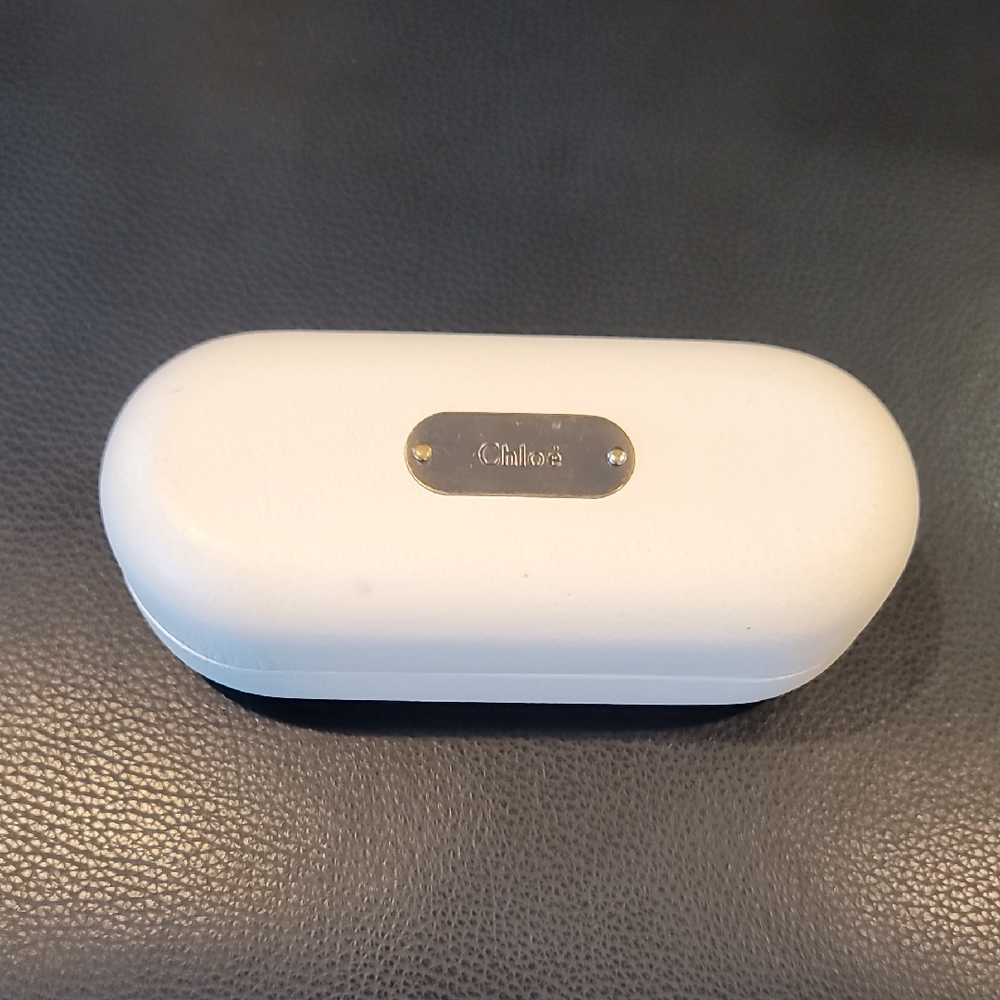 Celine White Eyewear Case And Vintage Chloe Sunglasses with Silver Accent